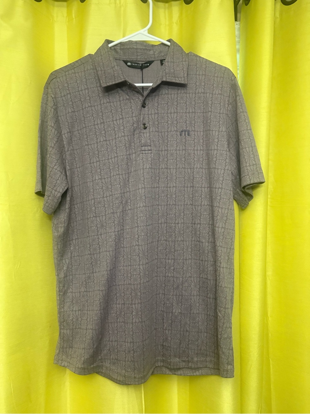 Travis Mathew Men's Taupe Geo-Print Short Sleeve Polo